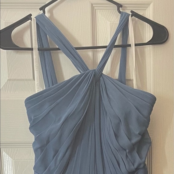 Steel Blue David’s Bridal Y Neck Bridesmaid Dress - Picture 3 of 3
